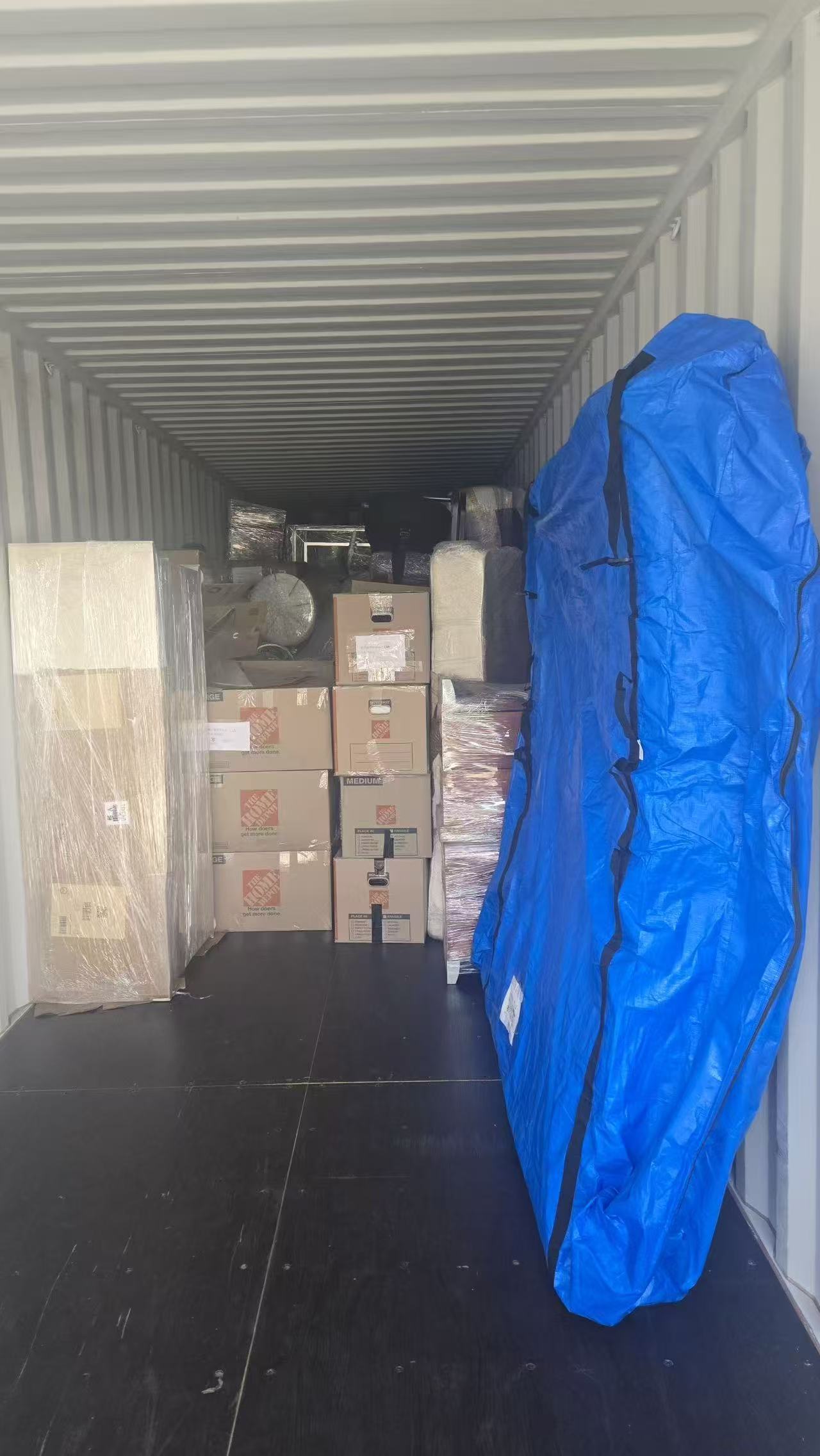 ship2china洛杉矶海运回厦门40尺集装箱装柜照
